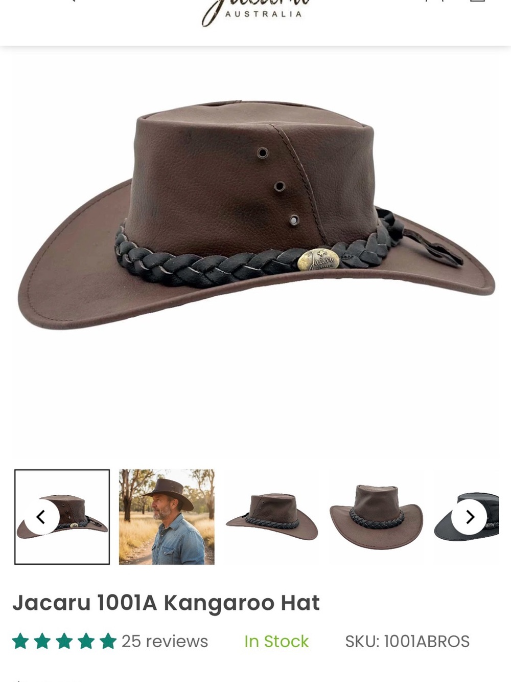 Kangaroo Leather Outback Hat - Dark Brown